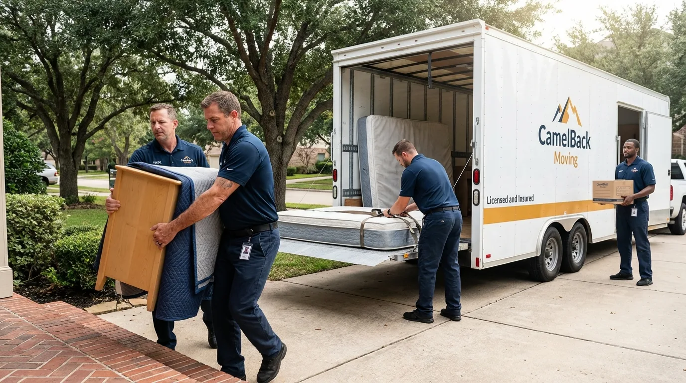 Crew loading residential truck for cross-state move from Odessa, FL